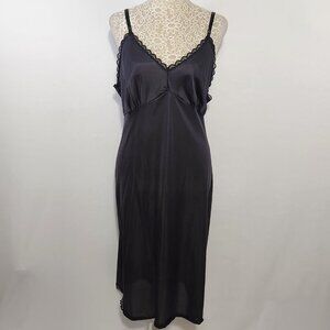 Zelig Strauss Women's Size 22W Black Nylon Lace Adjustable Strap Midi Slip Dress